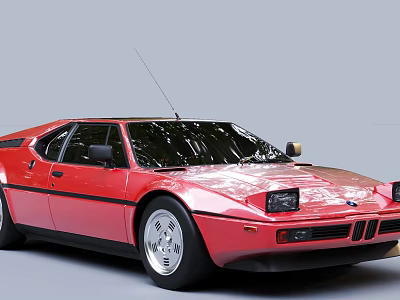 Red BMW Classic Sports Car With Streamlined Body Black Accents And Silver Wheels 3d model