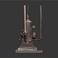 Vintage Mechanical Equipment With Metal Structure Cylindrical Tank Wheels And Base Plate