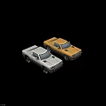 Two Vintage White And Yellow Coupe Cars With Retro Design And Classic Style