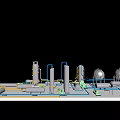 Industrial Equipment 3D Model with Pipes Tanks Reactors and Process Units
