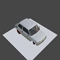 Vintage White Compact Hatchback Car With Round Headlights Retro Classic Design