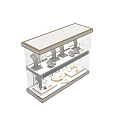 Elegant Jewelry Store Display With Glass Shelves Mannequins Tree Shaped Decor And Floral Patterns