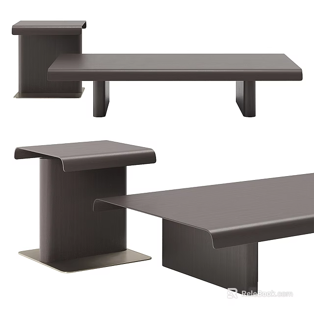 Modern Minimalist Coffee Table With Sleek Flat Surface And Sturdy Block Legs 3d model