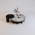 Round Marble Top Coffee Table With Decorative Branch And Black Base 3d model