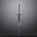 Medieval Fantasy Sword With Silver Engraved Blade Red Gemstone And Spiked Pommel