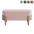 Pink Upholstered Sofa Bench With Wooden Legs And Gray Side Accents Modern Living Room Furniture
