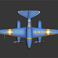 Blue And Orange Passenger Plane Model With Twin Engine And Shiny Wing Details