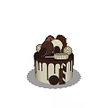 Dessert Shop Special Chocolate Cake With Cream Layers Chocolate Drizzle Cookies And Balls