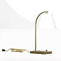 Modern Table Lamp With Golden Stand White Lampshade And Square Base 3d model