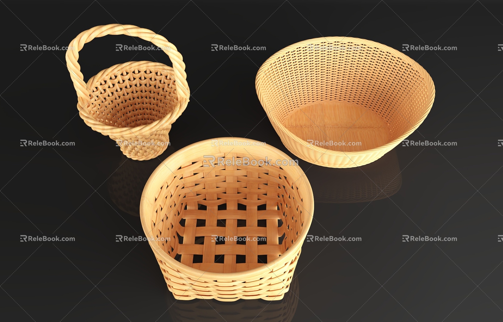 Storage Basket Bamboo Basket Vegetable Basket Basket Bamboo Basket Storage Box Dustpan Children's Bed Cat Nest 3d model