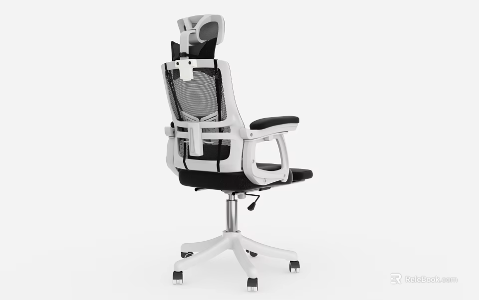 Ergonomic Office Chair With Mesh Back Headrest Adjustable Armrests And Swivel Casters 3d model 