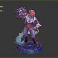 3D Game Fantasy Character With White Hair Dragon Accessory Blue Purple Glowing Base