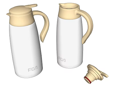 FOA White Insulated Kettle Daily Use Electrical Appliance with Beige Lid Handle and Separate Cap 3d model