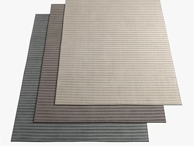 Striped Square Rugs Three Piece Collection in Beige Brown and Gray 3d model