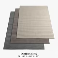 Striped Square Rugs Three Piece Collection in Beige Brown and Gray