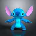 Stitch Blue 3D Character With Large Pink Ears In Standing Pose Render 3d model