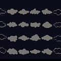 Neatly Arranged Wall Decor With White And Black Cloud Patterns On Dark Blue Background