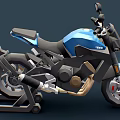 Modern Blue Motorcycle With Stylish Body Sleek Wheels And Black Seat