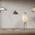 Middle Ancient Floor Lamp Combination and Paper Floor Lamp Combination 3d model