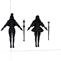 Game Movie Female Characters In Elegant Ornate Costumes With Staff