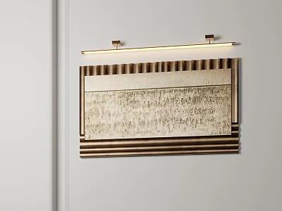 Elegant Modern Wall Decor Artwork With Gold Metal Frame And LED Strip Light 3d model