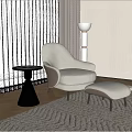 Modern Single Sofa With Ottoman Small Side Table And Floor Lamp In Living Room
