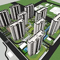 Modern High Rise Residential Complex With White Buildings Green Spaces And Courtyards