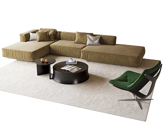 Modern Sofa Coffee Table Combination Coffee Table Corner Sofa Leisure Chair 3d model