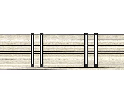 Modern Wooden Feature Wall Design With Horizontal Slats And Black Vertical Accents 3d model