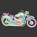 Vintage Silver Motorcycle With Two Seats Chrome Details And Reflective Surface