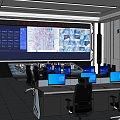 Video monitoring room of command center 3d model