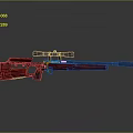 Sniper Rifle With Red Wooden Stock Black Barrel And Scope
