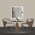 Modern Living Room Interior With Round Table Beige Brown Armchairs And Wall Artwork