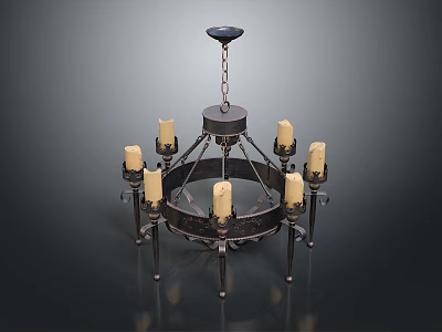 Vintage Chandelier With Multiple Candle Shaped Lights And Metal Frame Design 3d model
