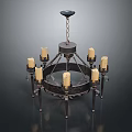 Vintage Chandelier With Multiple Candle Shaped Lights And Metal Frame Design