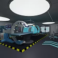 Modern Laboratory Interior Featuring Advanced Medical Equipment Digital Screens And Robotic Assistant