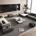 Minotti Sofa Coffee Table Combination Multi-person Sofa Coffee Table Leisure Chair Side Table Corner Table 3d model