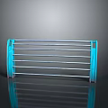 Blue Metal Rack With Horizontal Bars On Black Background And Reflection