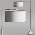 Modern Floor Lamp with Brass Metal Stand and White Round Lampshade