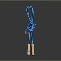 Blue Jump Rope With Wooden Handles For Daily Exercise And Fitness 3d model