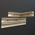Light Colored Decorative Corner Moldings With Ornate Golden Patterns For Interior Use