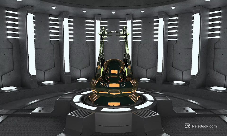 Futuristic Display Shelves With Metal Frame And Illuminated Stripes For Product Showcase 3d model 