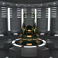 Futuristic Display Shelves With Metal Frame And Illuminated Stripes For Product Showcase