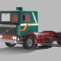 Volvo Green Tractor Truck With Red White Stripes And Cab Design