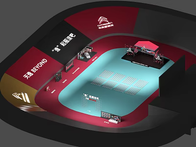 Super Bowl Themed Photo Check in Spot At Tianhong With Stage Seats And Brand Design 3d model
