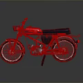 Classic Red Motorcycle With Black Seat And Muddy Tires On Gray Background