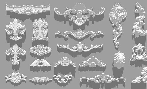 European-style carved plaster wall decoration 3d model