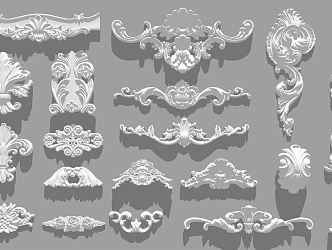 European-style carved plaster wall decoration 3d model