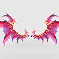 Game Movie Character With Pink Purple Gradient Metallic Spiked Layered Wings Design