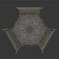 Traditional Chinese Ancient Architecture Model With Octagonal Structure Tiled Roof And Carved Details